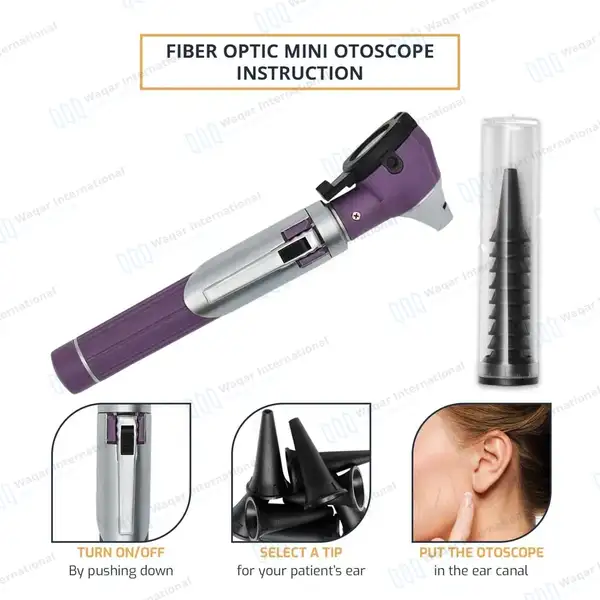 Fiber Optic Mini Otoscope & Ophthalmoscope ENT Diagnostic Set – Purple - surgical instruments manufactured by Waqar International, Sialkot - view 9