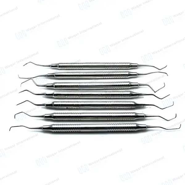 7 Pcs Gracey Curettes Set Periodontal Scaler with Zipper Case - surgical instruments manufactured by Waqar International, Sialkot - view 3