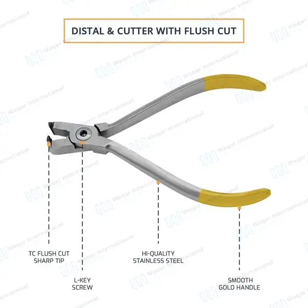 2 TC Flush Cut Distal End Cutter 4.5″ Orthodontic Plier - surgical instruments manufactured by Waqar International, Sialkot - view 4