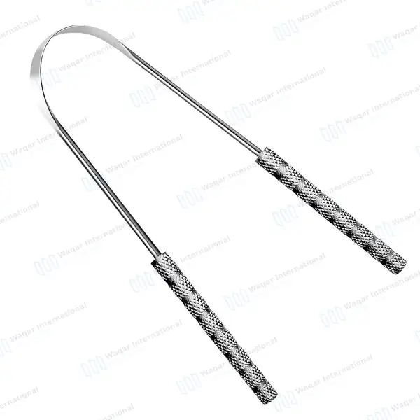 5 Tongue Scraper 5″ Oral Hygiene Care Stainless Steel Tongue Cleaner - surgical instruments manufactured by Waqar International, Sialkot - view 2