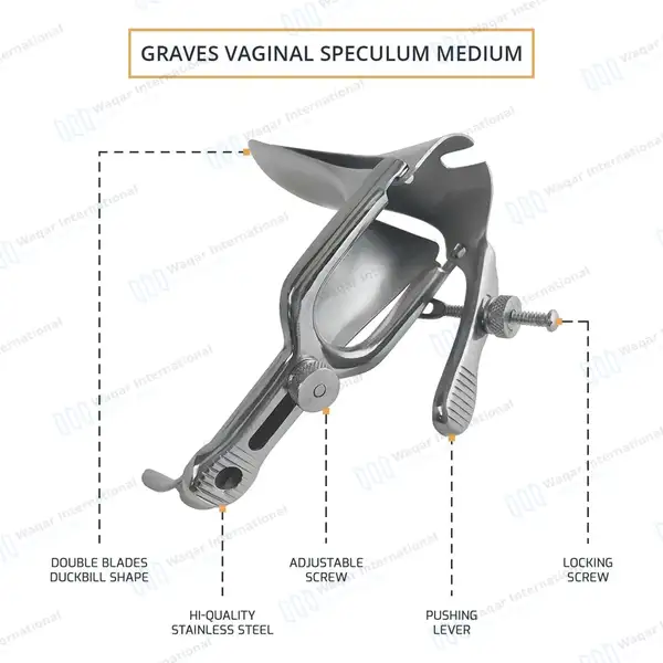5 Pcs Graves Vaginal Speculum Medium - surgical instruments manufactured by Waqar International, Sialkot - view 4