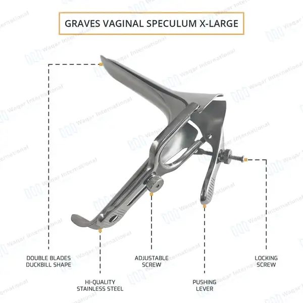 5 Pcs Graves Vaginal Speculum Extra Large - surgical instruments manufactured by Waqar International, Sialkot - view 3
