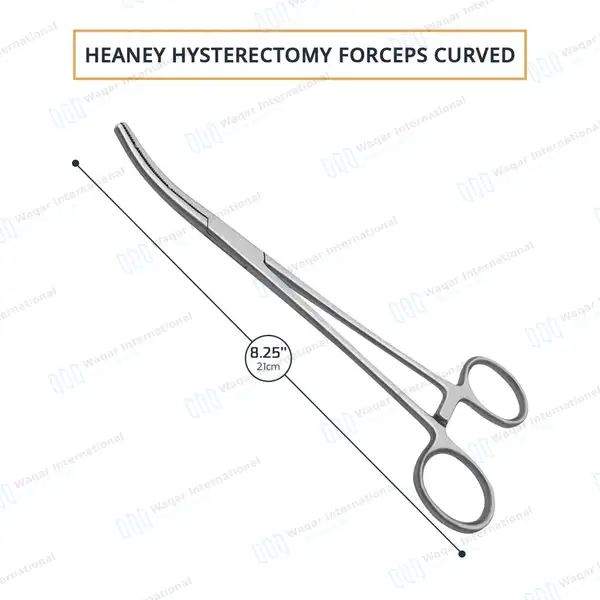 Heaney Hysterectomy Forceps 8.25″ Double Tooth Curved Jaws - surgical instruments manufactured by Waqar International, Sialkot - view 3