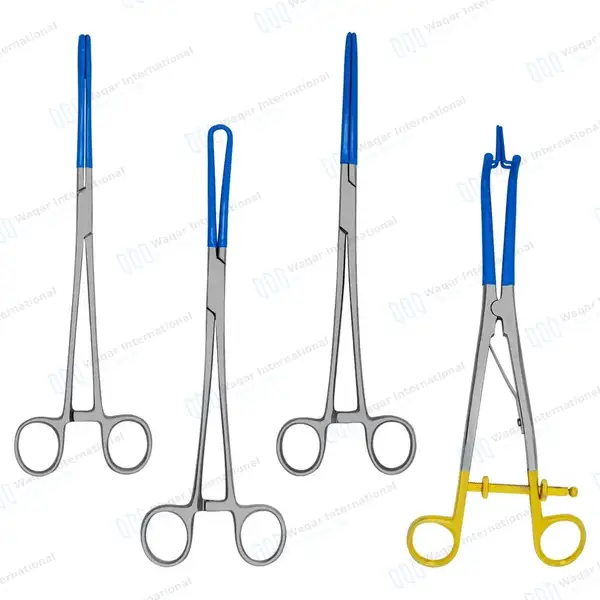 4 Pcs Blue Coated Gynecology Forceps Electrosurgical Instruments Set - surgical instruments manufactured by Waqar International, Sialkot - view 2
