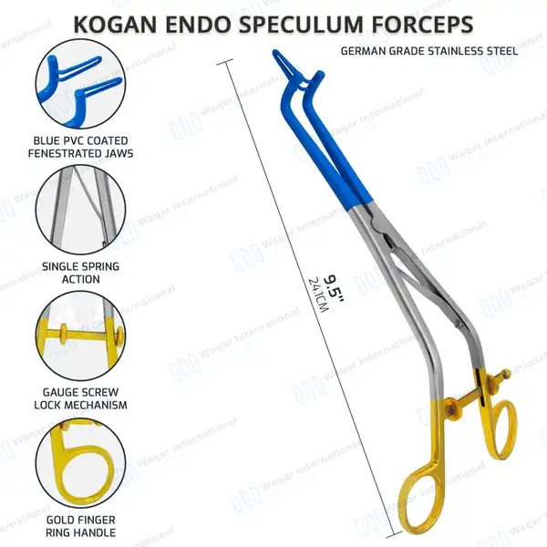 4 Pcs Blue Coated Gynecology Forceps Electrosurgical Instruments Set - surgical instruments manufactured by Waqar International, Sialkot - view 4