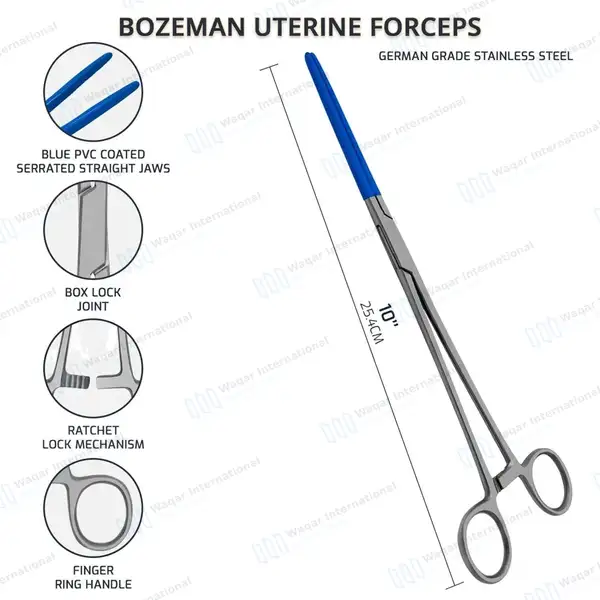 4 Pcs Blue Coated Gynecology Forceps Electrosurgical Instruments Set - surgical instruments manufactured by Waqar International, Sialkot - view 6