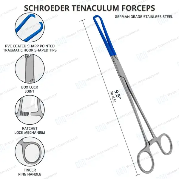 4 Pcs Blue Coated Gynecology Forceps Electrosurgical Instruments Set - surgical instruments manufactured by Waqar International, Sialkot - view 8