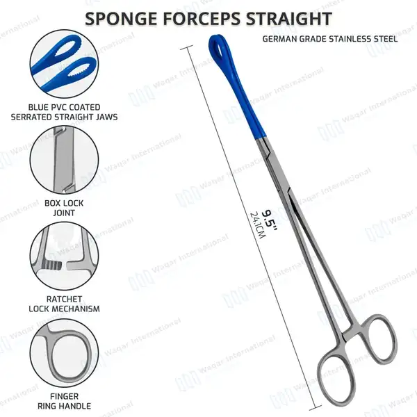 4 Pcs Blue Coated Gynecology Forceps Electrosurgical Instruments Set - surgical instruments manufactured by Waqar International, Sialkot - view 10