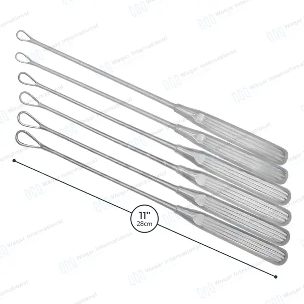 6 Pcs Thomas Uterine Curettes Set 11″ Blunt Blade on Malleable Shanks - surgical instruments manufactured by Waqar International, Sialkot - view 3