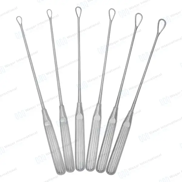 6 Pcs Thomas Uterine Curettes Set 11″ Blunt Blade on Malleable Shanks - surgical instruments manufactured by Waqar International, Sialkot - view 5