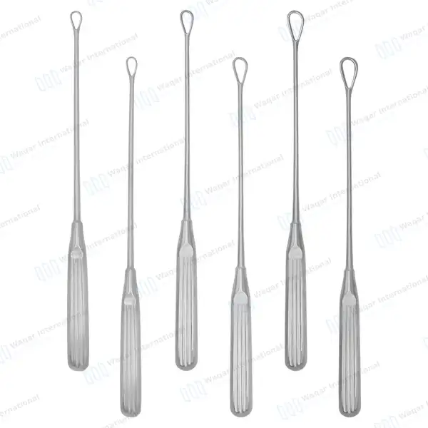 6 Pcs Thomas Uterine Curettes Set 11″ Blunt Blade on Malleable Shanks - surgical instruments manufactured by Waqar International, Sialkot - view 6