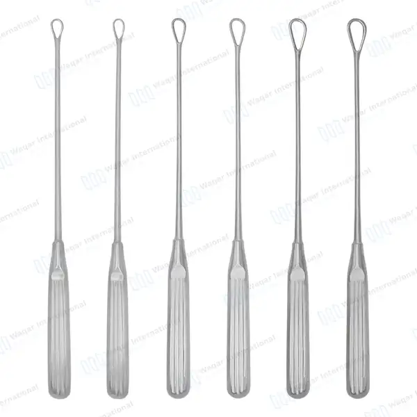 6 Pcs Thomas Uterine Curettes Set 11″ Blunt Blade on Malleable Shanks - surgical instruments manufactured by Waqar International, Sialkot - view 7