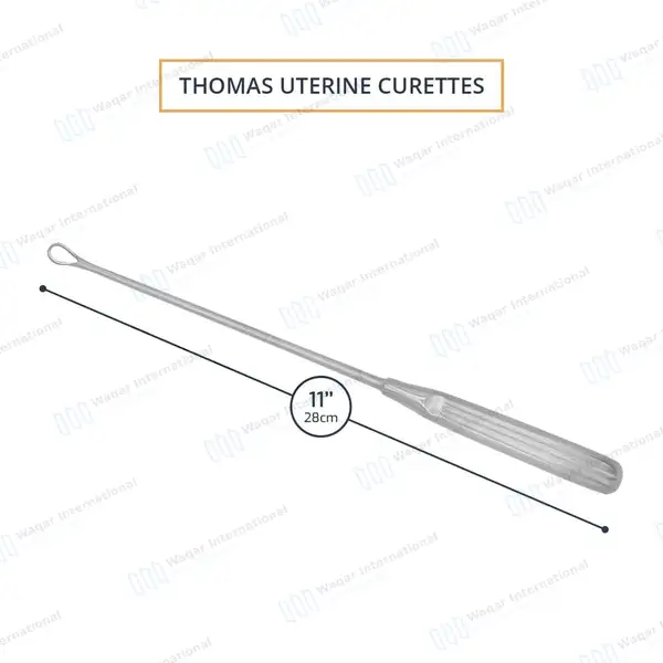 Thomas Uterine Curette 11″ (27.9cm) Blunt Blade Size #1 - surgical instruments manufactured by Waqar International, Sialkot - view 3