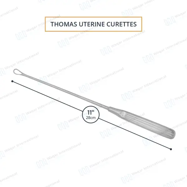 Thomas Uterine Curette 11″ (27.9cm) Blunt Blade Size #2 - surgical instruments manufactured by Waqar International, Sialkot - view 3
