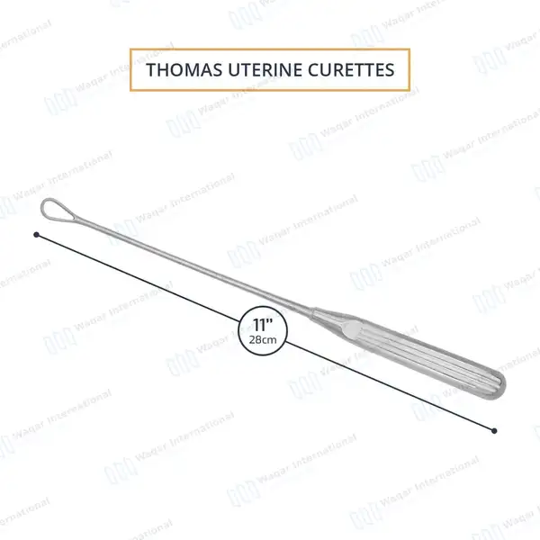 Thomas Uterine Curette 11″ (27.9cm) Blunt Blade Size #4 - surgical instruments manufactured by Waqar International, Sialkot - view 2
