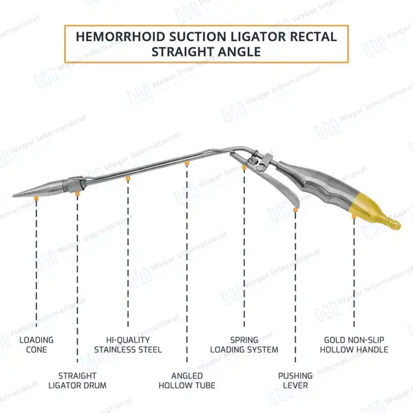 Hemorrhoid Suction Ligator Angled Straight with 10mm Loading Cone - surgical instruments manufactured by Waqar International, Sialkot - view 4