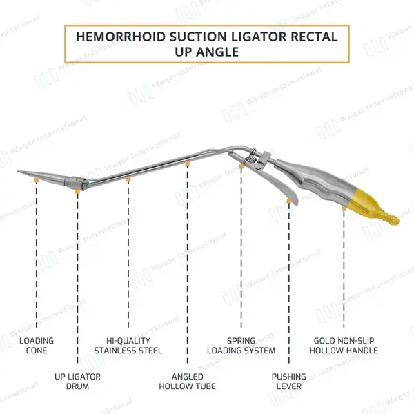 Hemorrhoid Suction Ligator Angled Up with 10mm Loading Cone - surgical instruments manufactured by Waqar International, Sialkot - view 3
