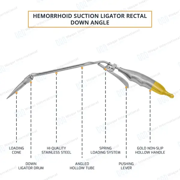Hemorrhoid Suction Ligator Angled Down with 10mm Loading Cone - surgical instruments manufactured by Waqar International, Sialkot - view 4
