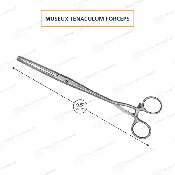 Museux Tenaculum Forceps 6mm Wide 2×2 Teeth 9.5″ Straight - surgical instruments manufactured by Waqar International, Sialkot - view 3