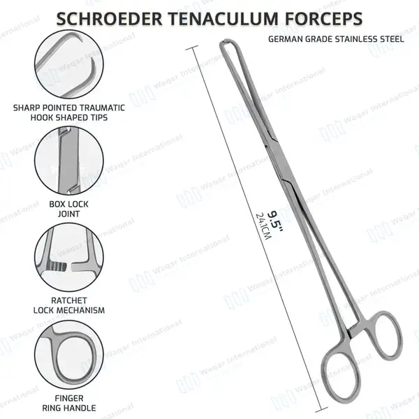4 Pcs Gynecology Forceps Instruments Set - surgical instruments manufactured by Waqar International, Sialkot - view 8