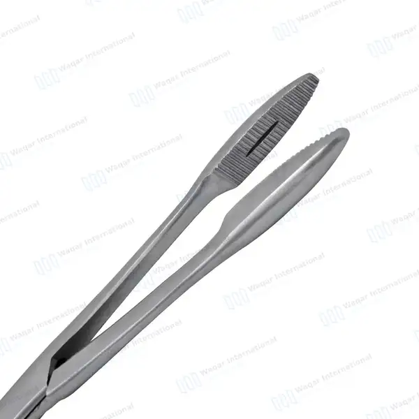 Maier Uterine Polypus Dressing Forceps 10″ Serrated 5X30mm Straight Jaws - surgical instruments manufactured by Waqar International, Sialkot - view 5