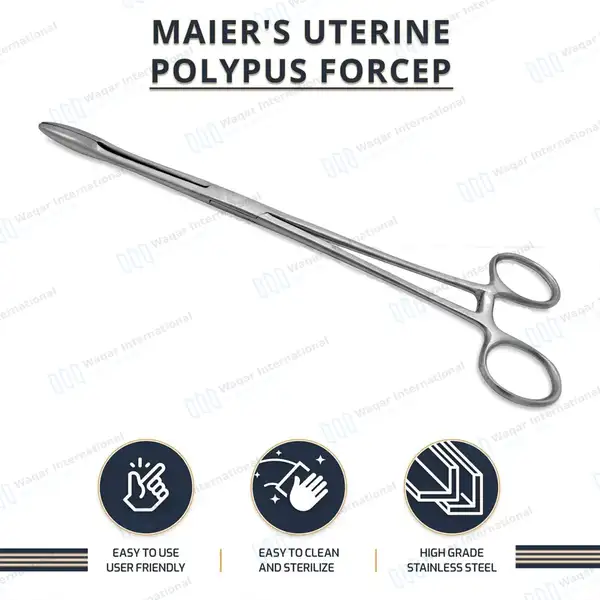 Maier Uterine Polypus Dressing Forceps 10″ Serrated 5X30mm Straight Jaws - surgical instruments manufactured by Waqar International, Sialkot - view 9