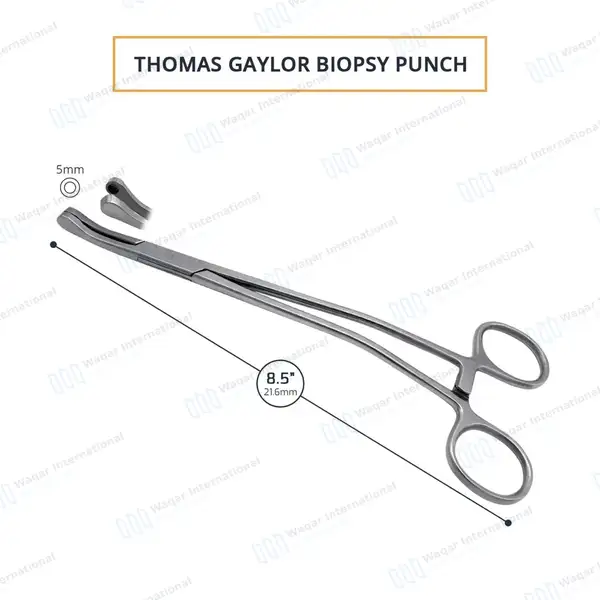 Thomas-Gaylor Uterine Biopsy Punch Forceps 8.5″ Curved Jaws 5mm Bite - surgical instruments manufactured by Waqar International, Sialkot - view 3