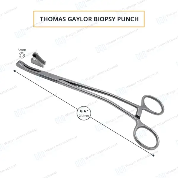 Thomas-Gaylor Uterine Biopsy Punch Forceps 9.5″ Curved Jaws 5mm Bite - surgical instruments manufactured by Waqar International, Sialkot - view 3