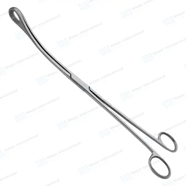 Kelly Placenta Forceps 12.5″ Curved Serrated Oval Tip Jaws - surgical instruments manufactured by Waqar International, Sialkot - view 2