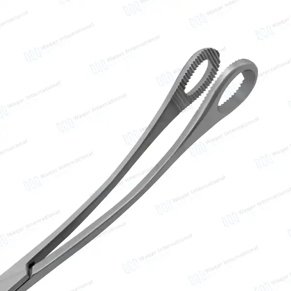 Kelly Placenta Forceps 12.5″ Curved Serrated Oval Tip Jaws - surgical instruments manufactured by Waqar International, Sialkot - view 5