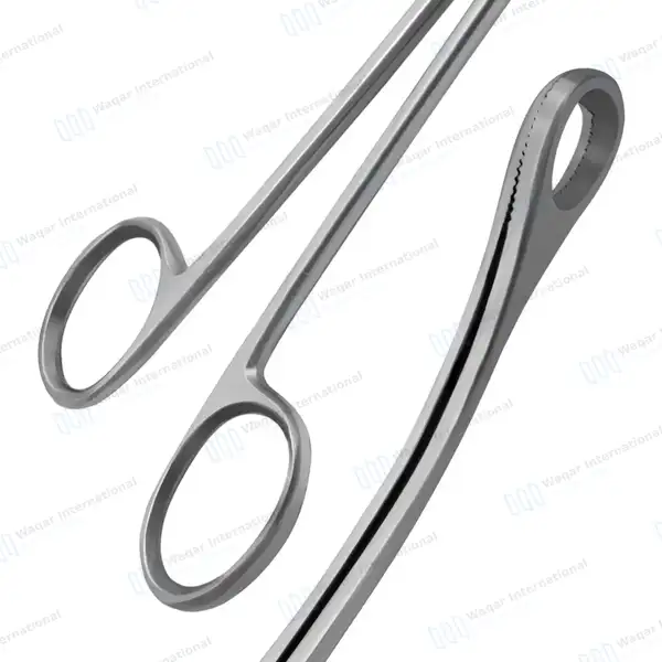 Kelly Placenta Forceps 12.5″ Curved Serrated Oval Tip Jaws - surgical instruments manufactured by Waqar International, Sialkot - view 6