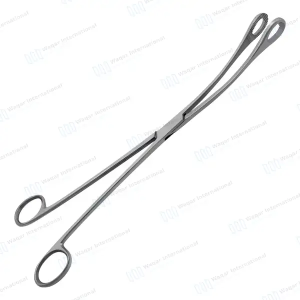 Kelly Placenta Forceps 12.5″ Curved Serrated Oval Tip Jaws - surgical instruments manufactured by Waqar International, Sialkot - view 7