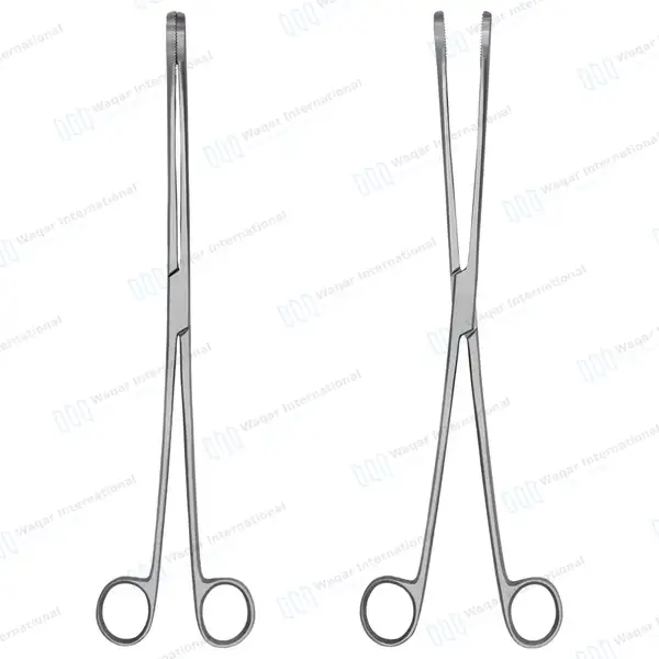 Kelly Placenta Forceps 12.5″ Curved Serrated Oval Tip Jaws - surgical instruments manufactured by Waqar International, Sialkot - view 8