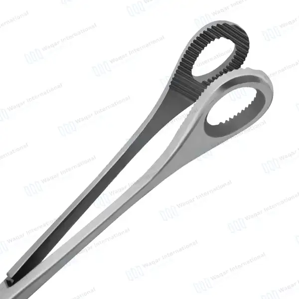 Kelly Placenta Forceps 12.5″ Straight Serrated Oval Tip Jaws - surgical instruments manufactured by Waqar International, Sialkot - view 5