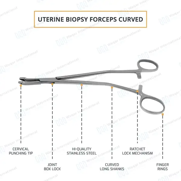 Thomas Gaylor Uterine Biopsy Punch 9.5″ Triangular Bite with Angled Shank - surgical instruments manufactured by Waqar International, Sialkot - view 4