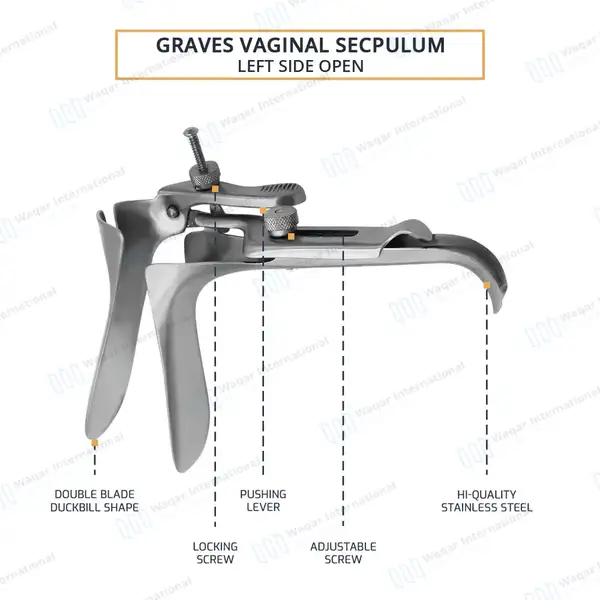 2 Pcs Left & Right Graves Open-Sided Vaginal Speculum Set – Medium - surgical instruments manufactured by Waqar International, Sialkot - view 3
