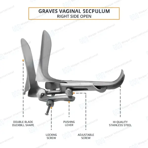 2 Pcs Left & Right Graves Open-Sided Vaginal Speculum Set – Medium - surgical instruments manufactured by Waqar International, Sialkot - view 4