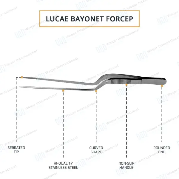 Lucae Ear Forceps 5.5″ Bayonet Shape with Serrated Tips - surgical instruments manufactured by Waqar International, Sialkot - view 4