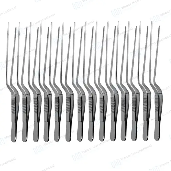 12 Jansen Ear Forceps 6.25″ Bayonet Shape Serrated Tips - surgical instruments manufactured by Waqar International, Sialkot - view 2