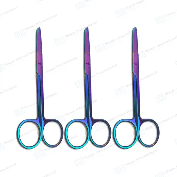 3 Pcs Rainbow Littauer Spencer Stitch Scissors 4.5″ - surgical instruments manufactured by Waqar International, Sialkot - view 2