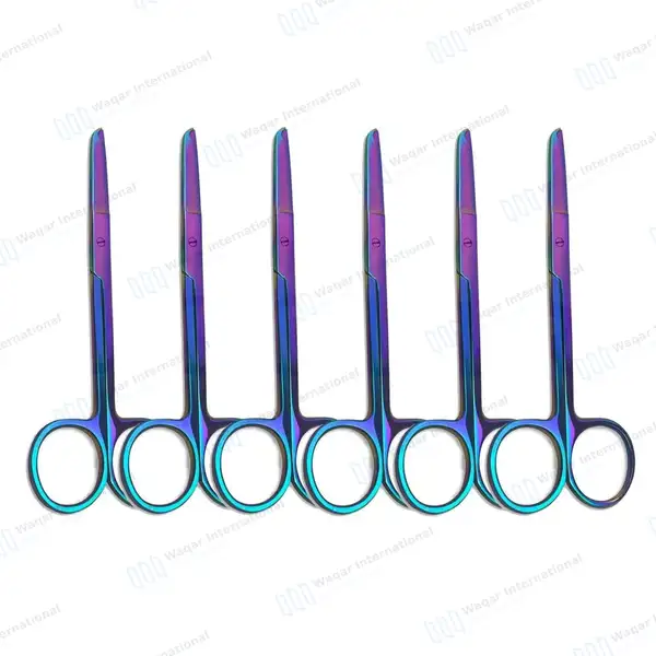 6 Pcs Rainbow Littauer Spencer Stitch Scissors 4.5″ - surgical instruments manufactured by Waqar International, Sialkot - view 2