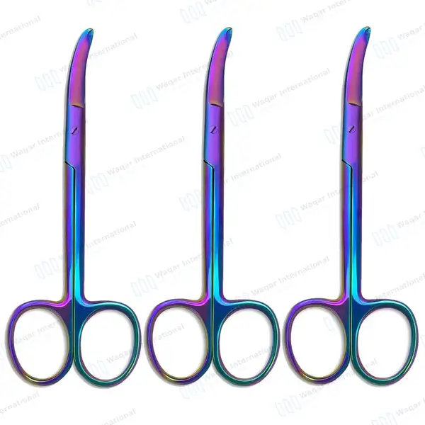 6 Northbent Stitch Scissors 4.5″ Rainbow Color Coated - surgical instruments manufactured by Waqar International, Sialkot - view 2