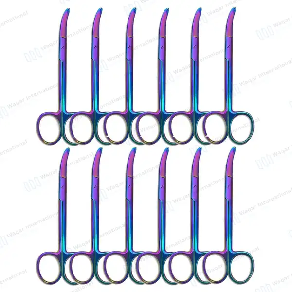 12 Northbent Stitch Scissors 4.5″ Rainbow Color Coated - surgical instruments manufactured by Waqar International, Sialkot - view 2