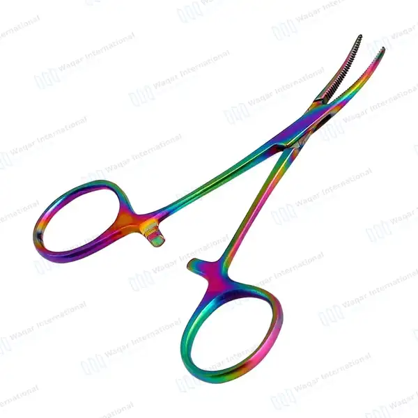 Multi Rainbow Mosquito Forceps 5″ Curved - surgical instruments manufactured by Waqar International, Sialkot - view 8