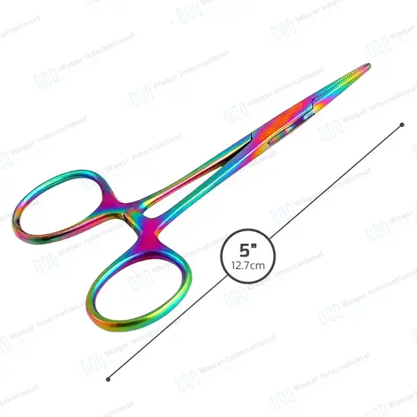 Multi Rainbow Color Mosquito Forceps Set 5″ Straight+Curved - surgical instruments manufactured by Waqar International, Sialkot - view 4