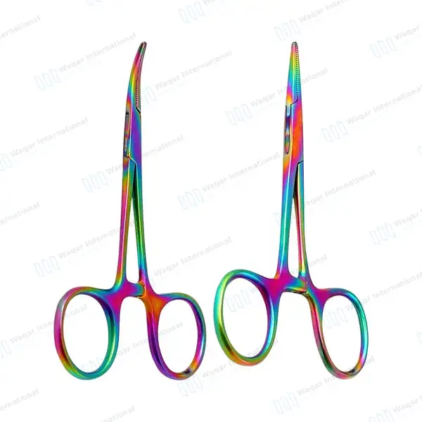 Multi Rainbow Color Mosquito Forceps Set 5″ Straight+Curved - surgical instruments manufactured by Waqar International, Sialkot - view 5