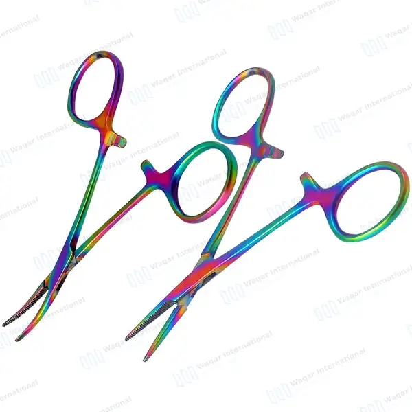 Multi Rainbow Color Mosquito Forceps Set 5″ Straight+Curved - surgical instruments manufactured by Waqar International, Sialkot - view 9