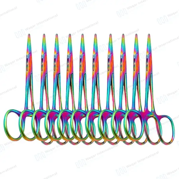 10 Pcs Multi Rainbow Mosquito Forceps 5″ Straight - surgical instruments manufactured by Waqar International, Sialkot - view 2