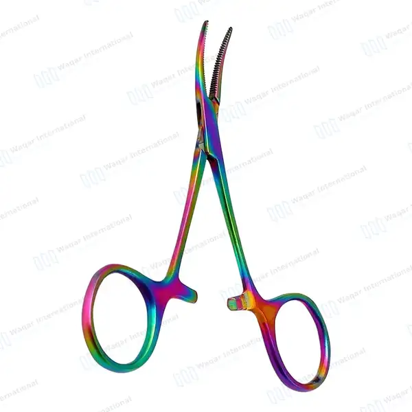 10 Pcs Multi Rainbow Mosquito Forceps 5″ Curved - surgical instruments manufactured by Waqar International, Sialkot - view 4