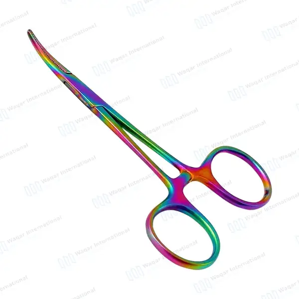 10 Pcs Multi Rainbow Mosquito Forceps 5″ Curved - surgical instruments manufactured by Waqar International, Sialkot - view 7